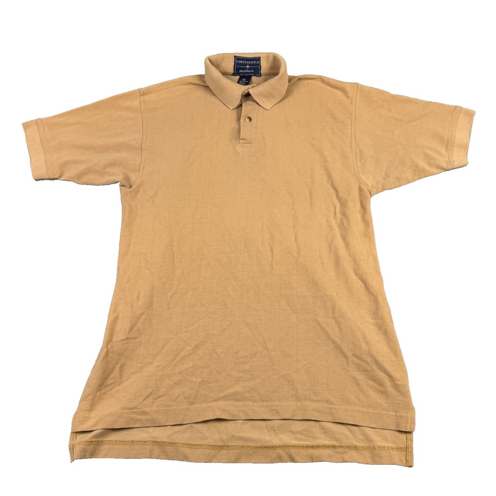 Chesterfield Worldwide Polo Shirt Mens‎ Size Medium Beige 2-Button Cotton